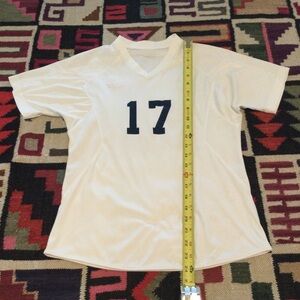 White Woman’s V-Neck Sports Jersey with Number 17